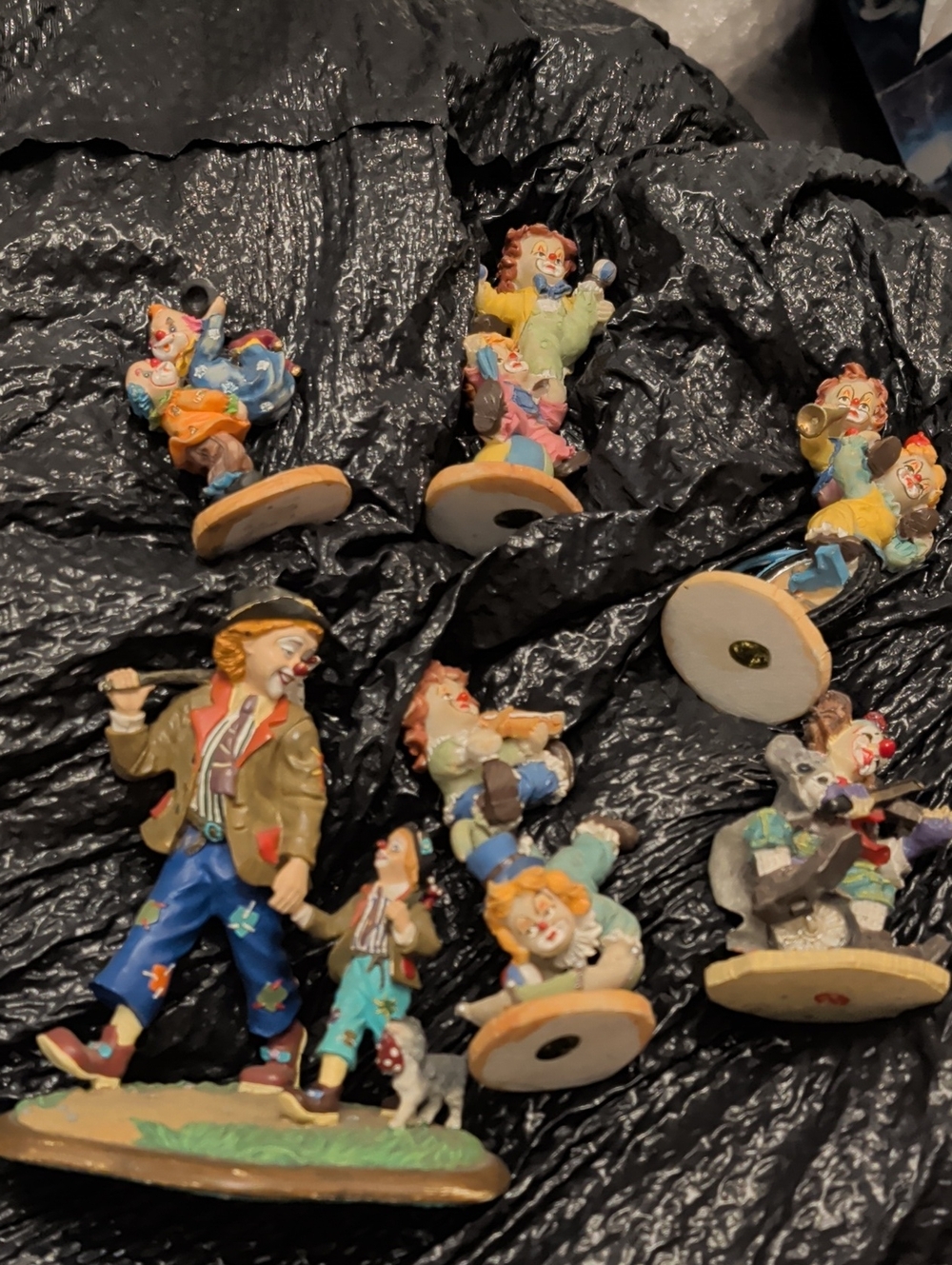 Hand-Painted Clown Figurine Set - Colorful Decorative Vintage Toy's